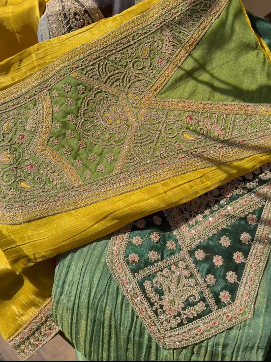 Crush tissue marori aari work suit
