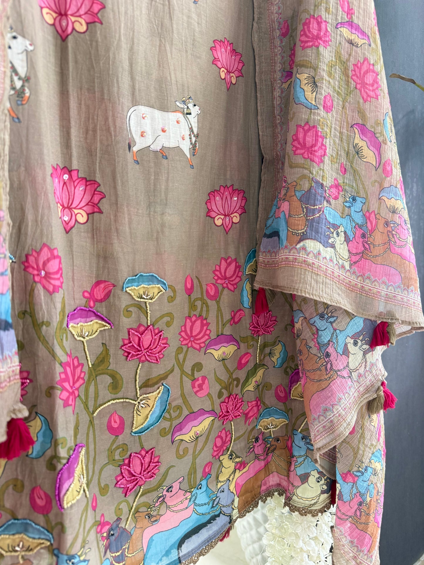 Mulmul cotton pichwai suit