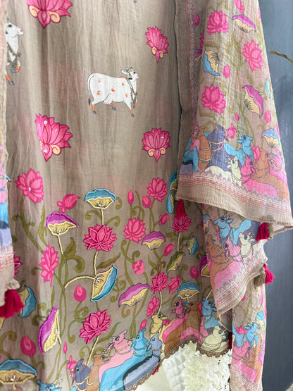 Mulmul cotton pichwai suit