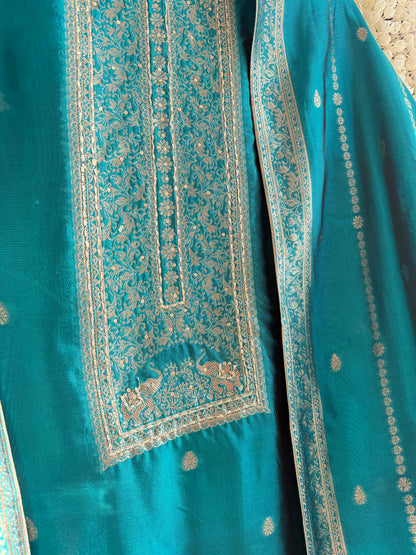 Resham elephant Benarsi silk suit