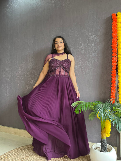 Anarkali Cape gown