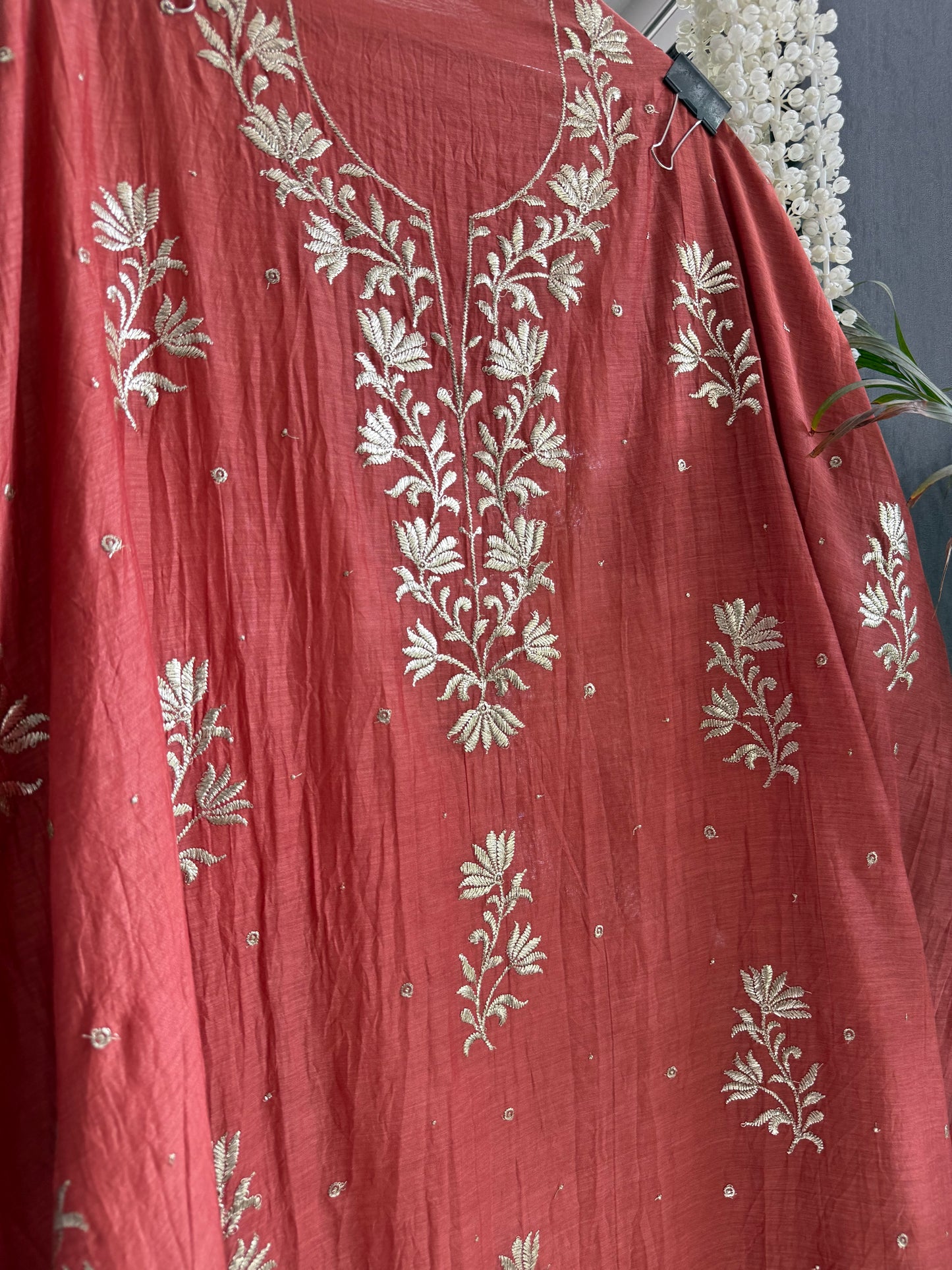 Luxurious Mul chanderi pitta work suit