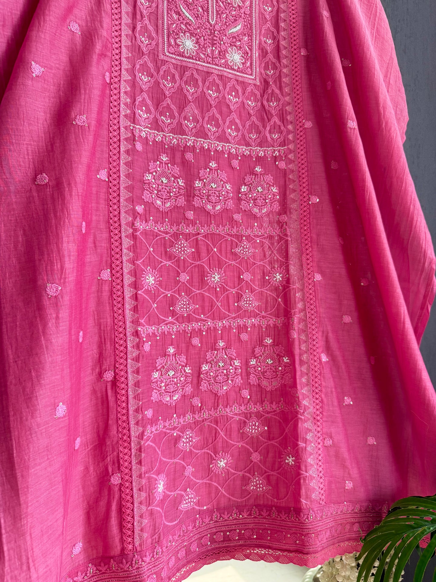 Luxurious Mul chanderi lucknowi handwork suit
