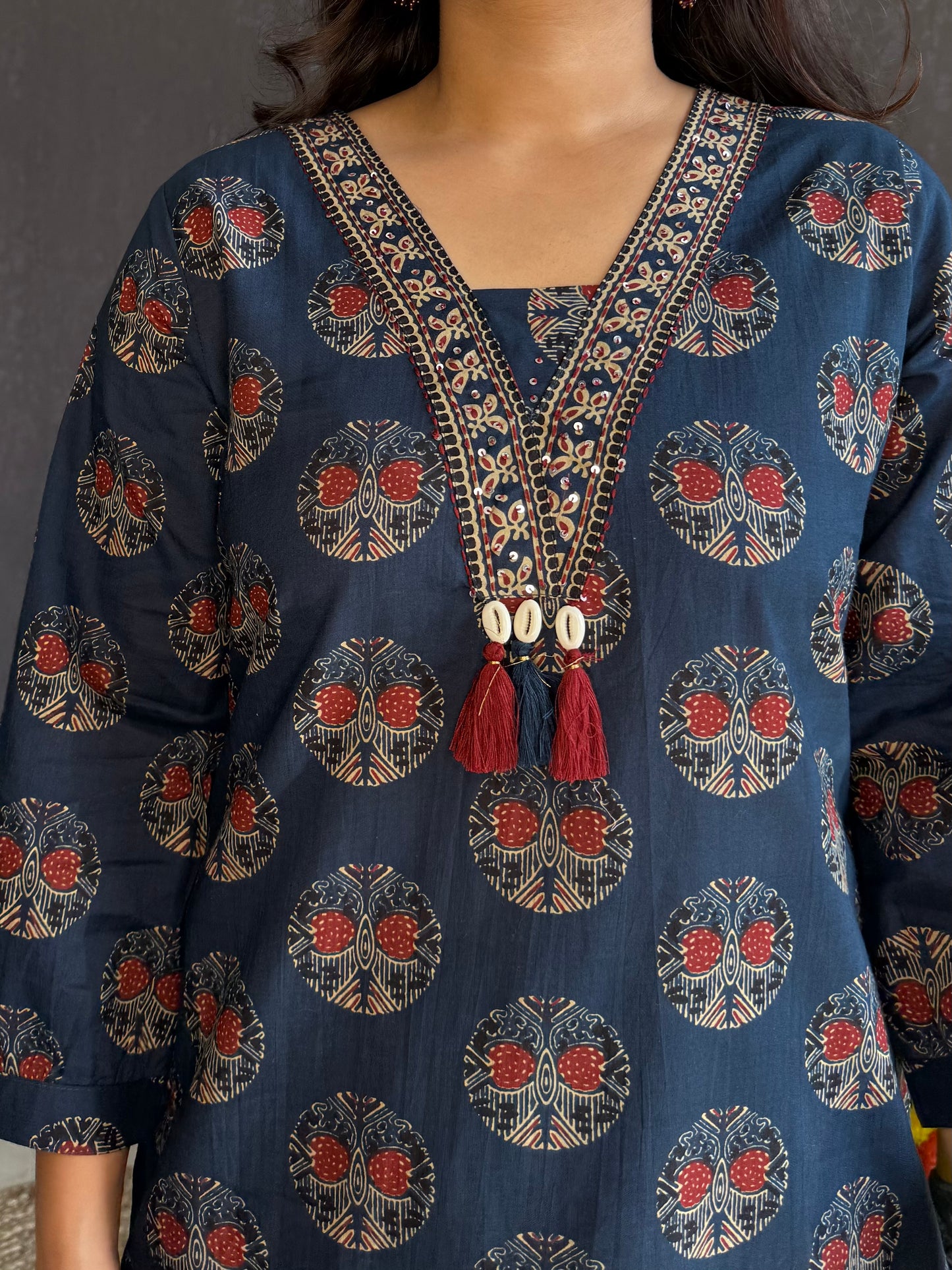 Pure cotton ajrakh print suit set