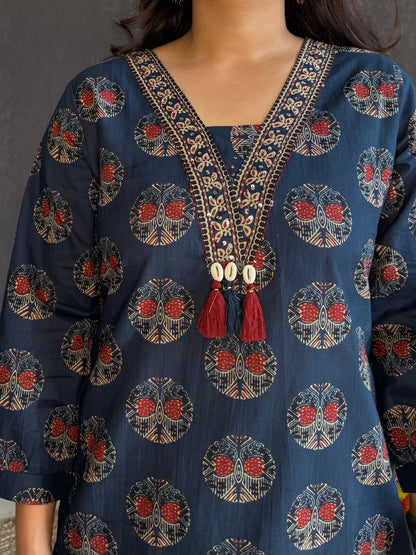 Pure cotton ajrakh print suit set