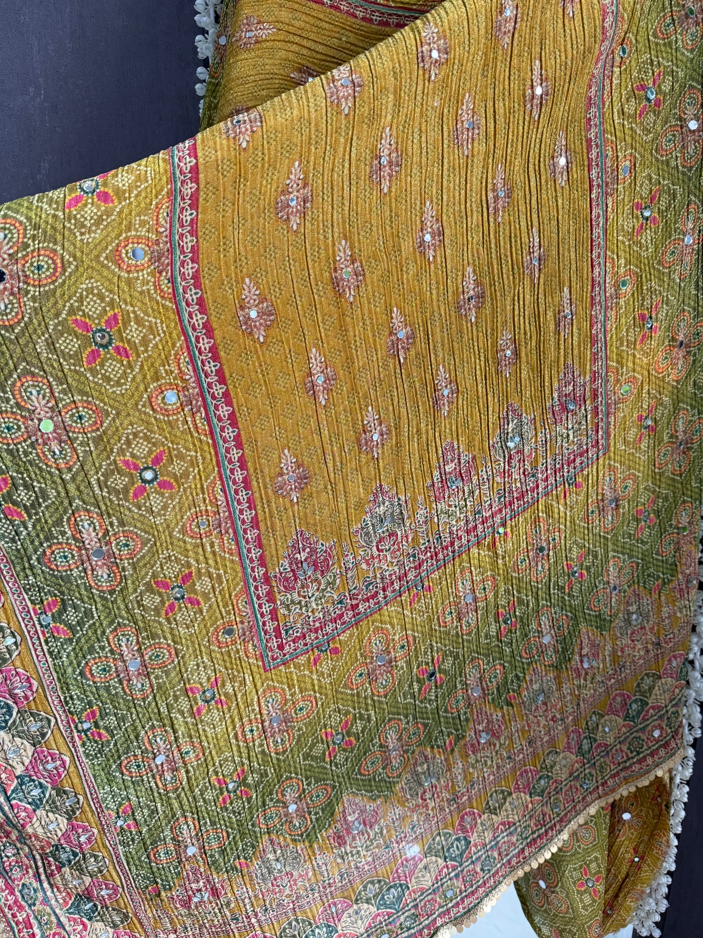 Crush tissue Bandhani ombré suit