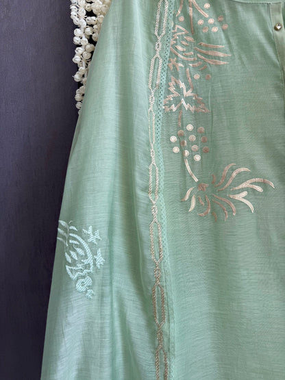 Luxurious Mul chanderi gota appliqué work suit