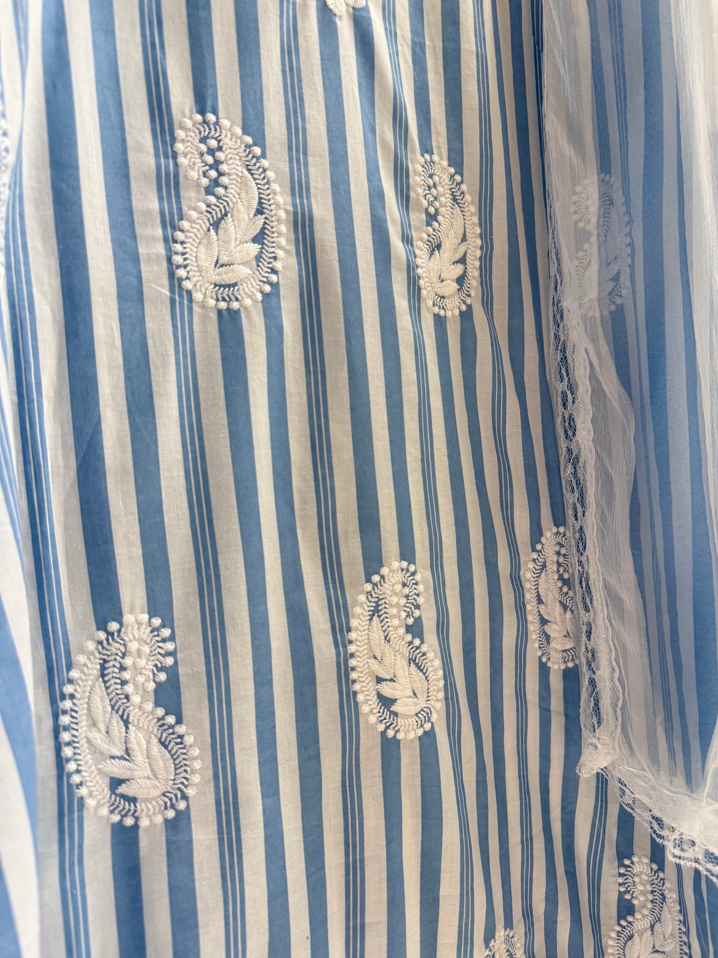 Striped cotton Lucknowi suit