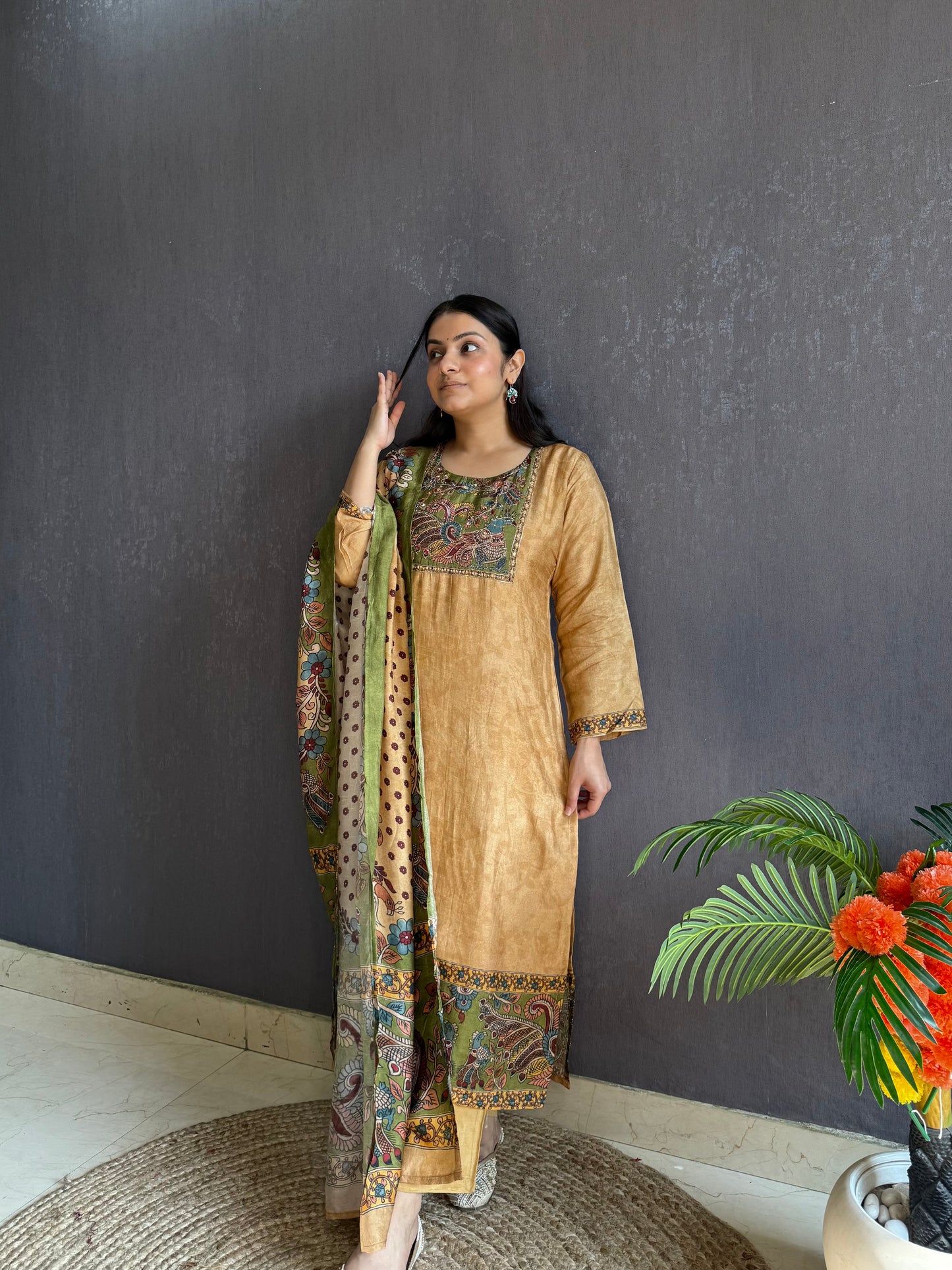 Tussar kalamkari suit set