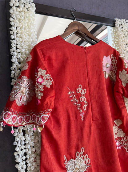 Luxurious raw silk Handwork set