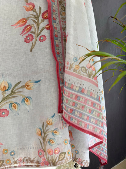 Linen handwork floral suit
