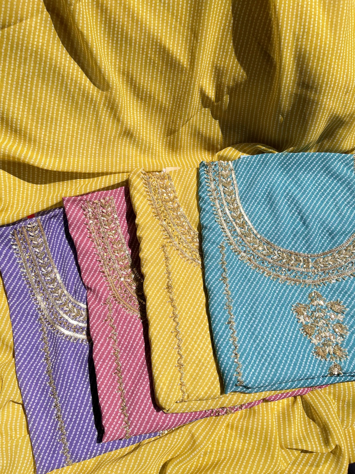 Punjabi Bandhani handwork suits