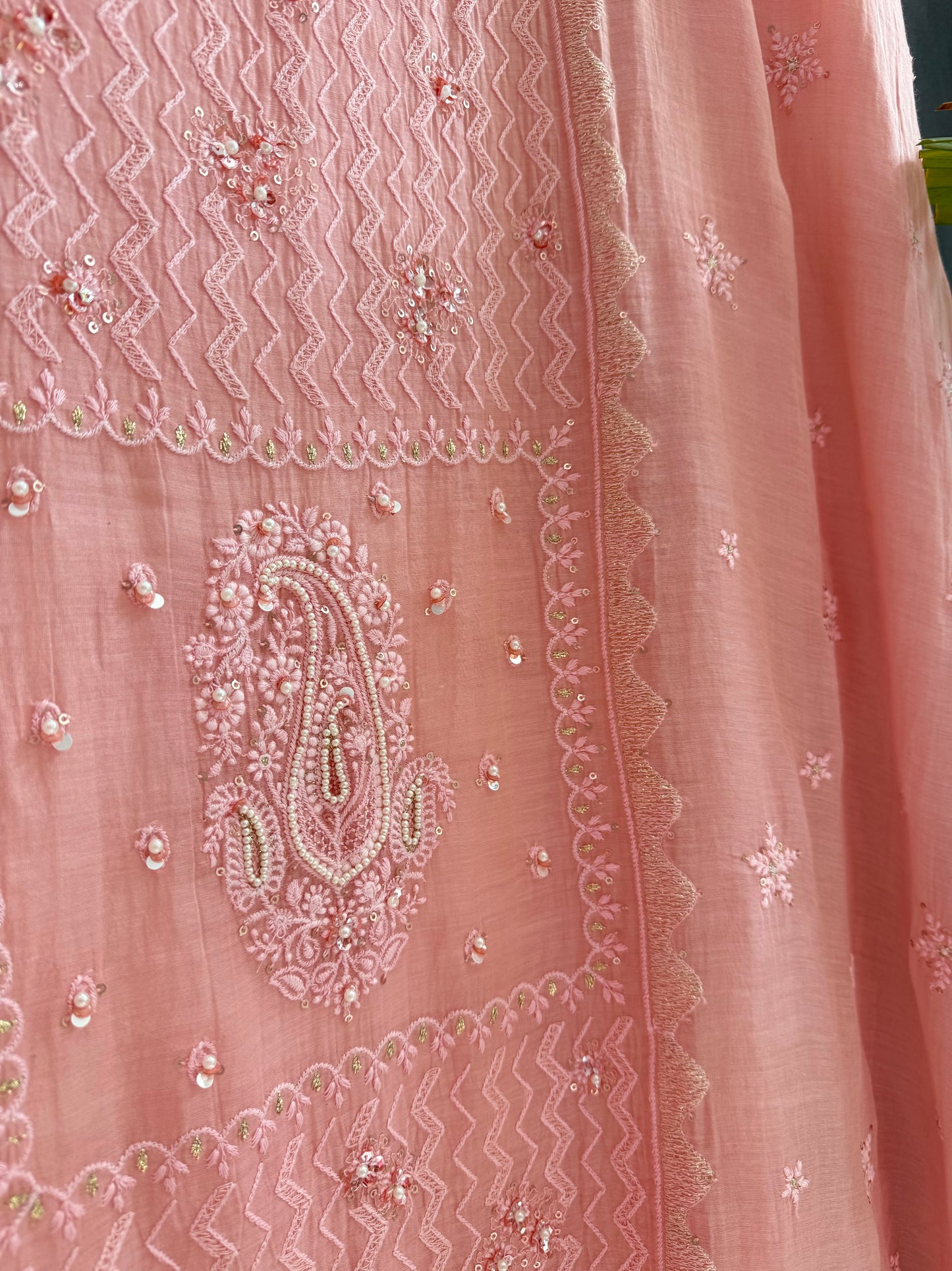 Luxurious Mul chanderi lucknowi paisley suit