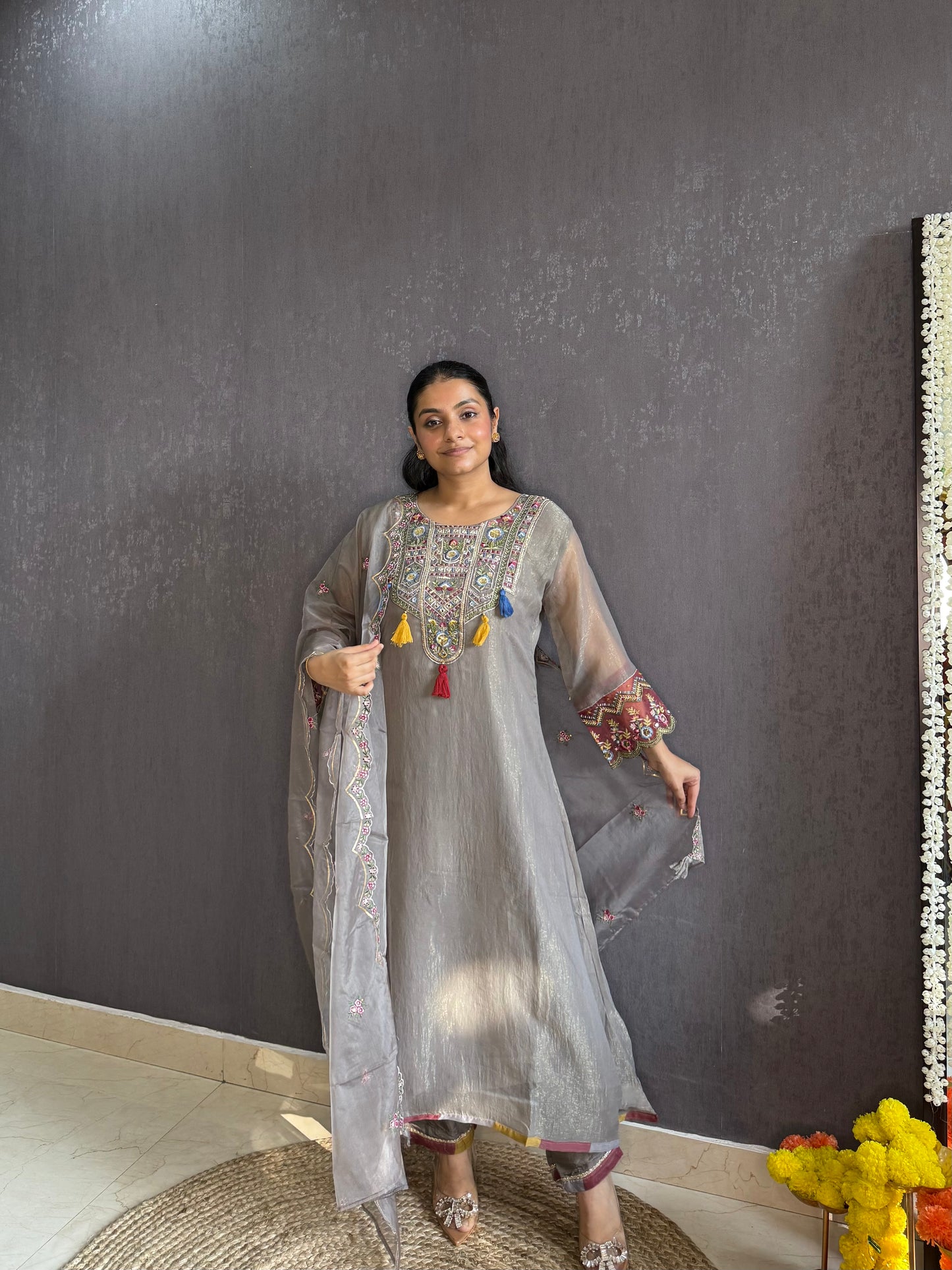 Tissue silk Handwork suit set