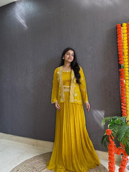 Lehenga jacket handwork dress