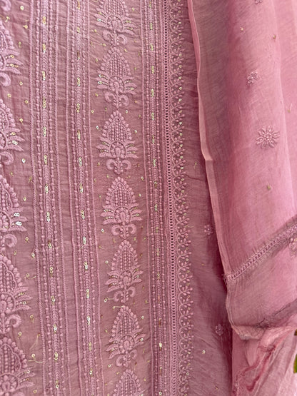 Luxurious Mul chanderi lucknowi handwork suit