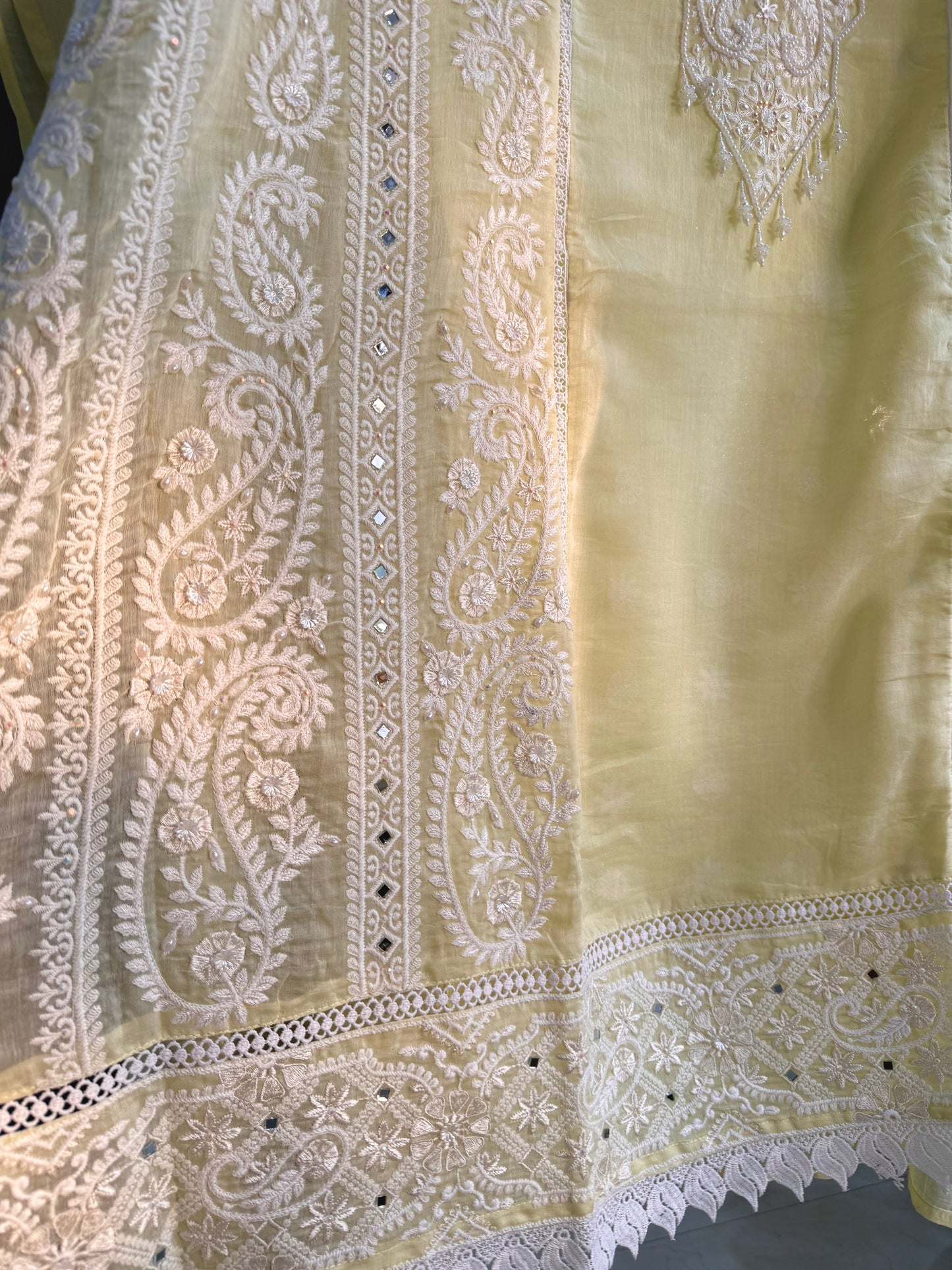 Luxurious Mul chanderi lucknowi handwork suit