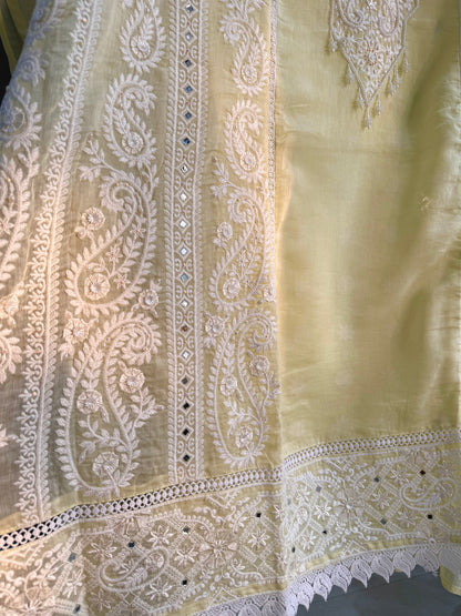 Luxurious Mul chanderi lucknowi handwork suit