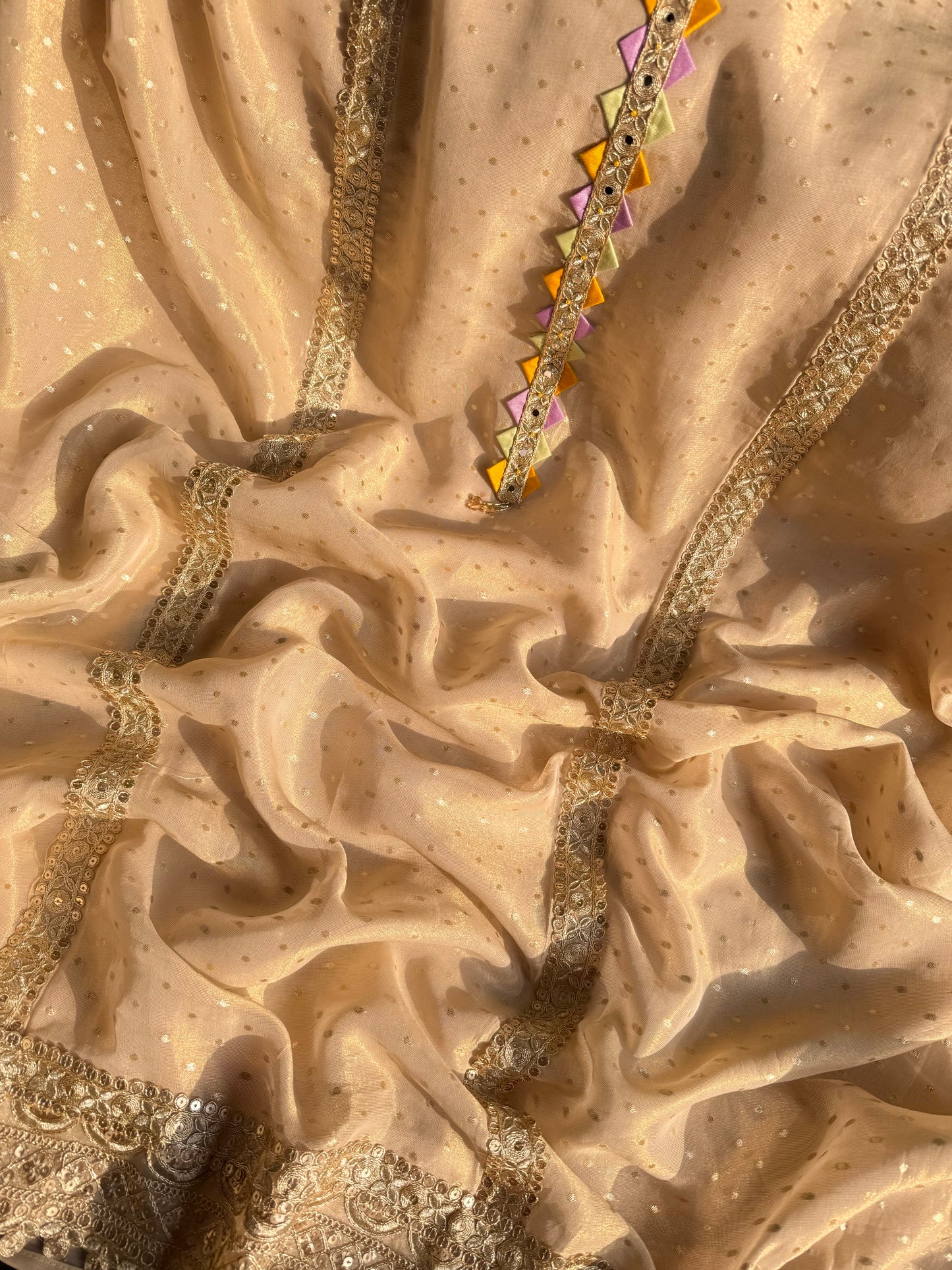 Luxurious aari work Tissue Benarsi silk suit