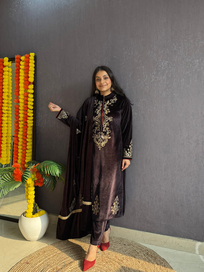 Velvet Handwork Shawl set