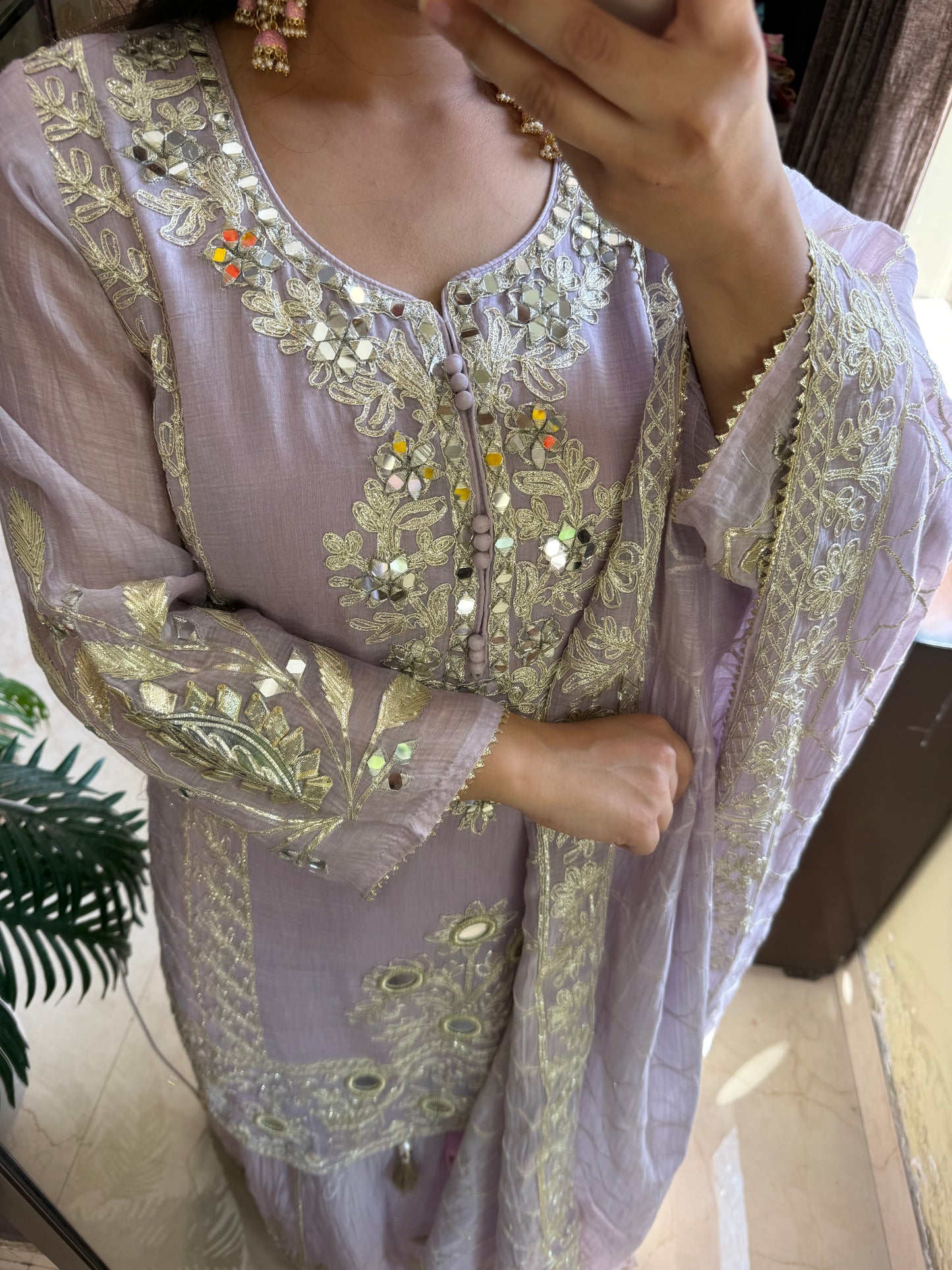 Luxurious mul cotton gotapatti sharara set