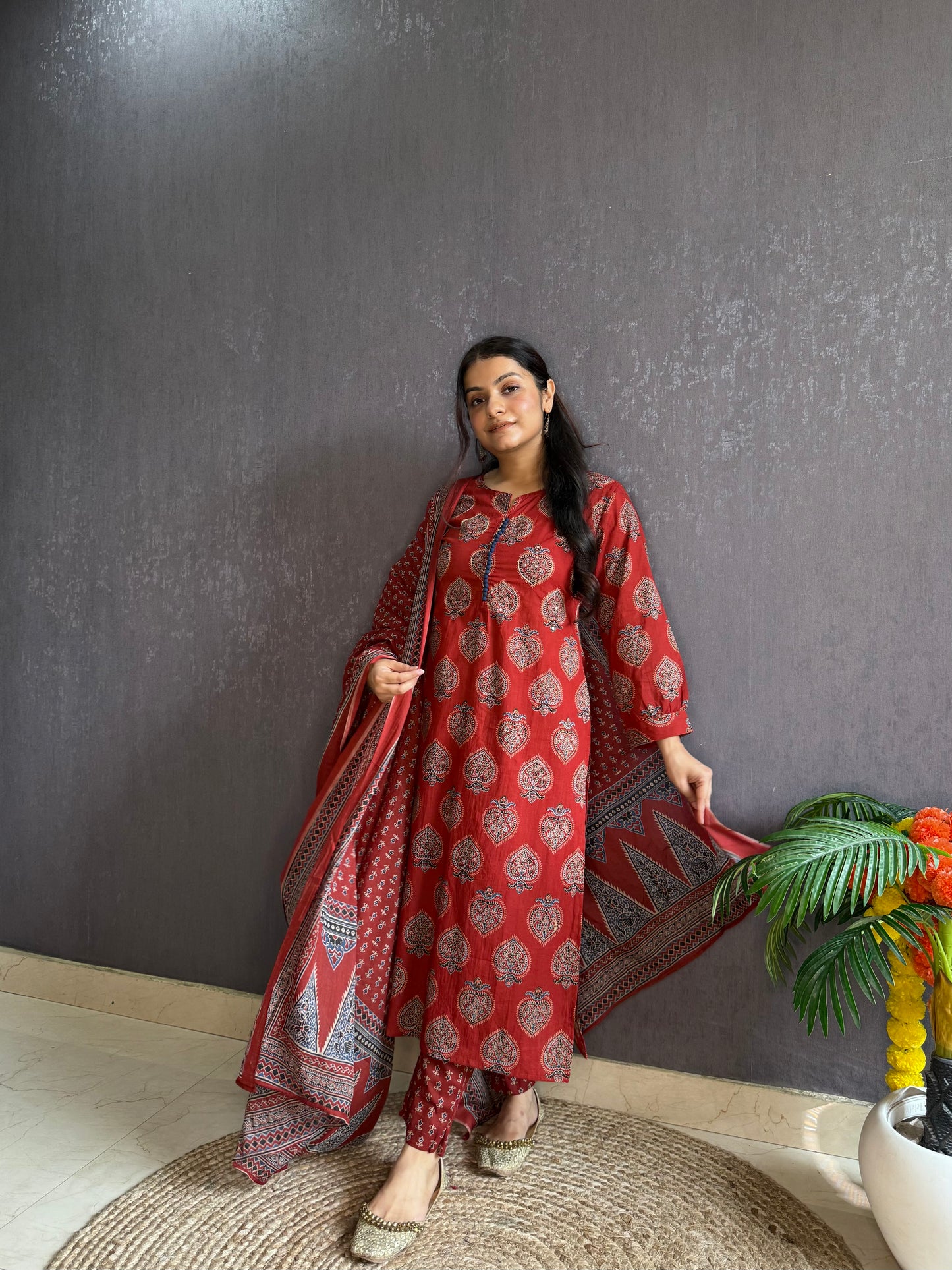 Pure cotton anaar ajrakh print suit set