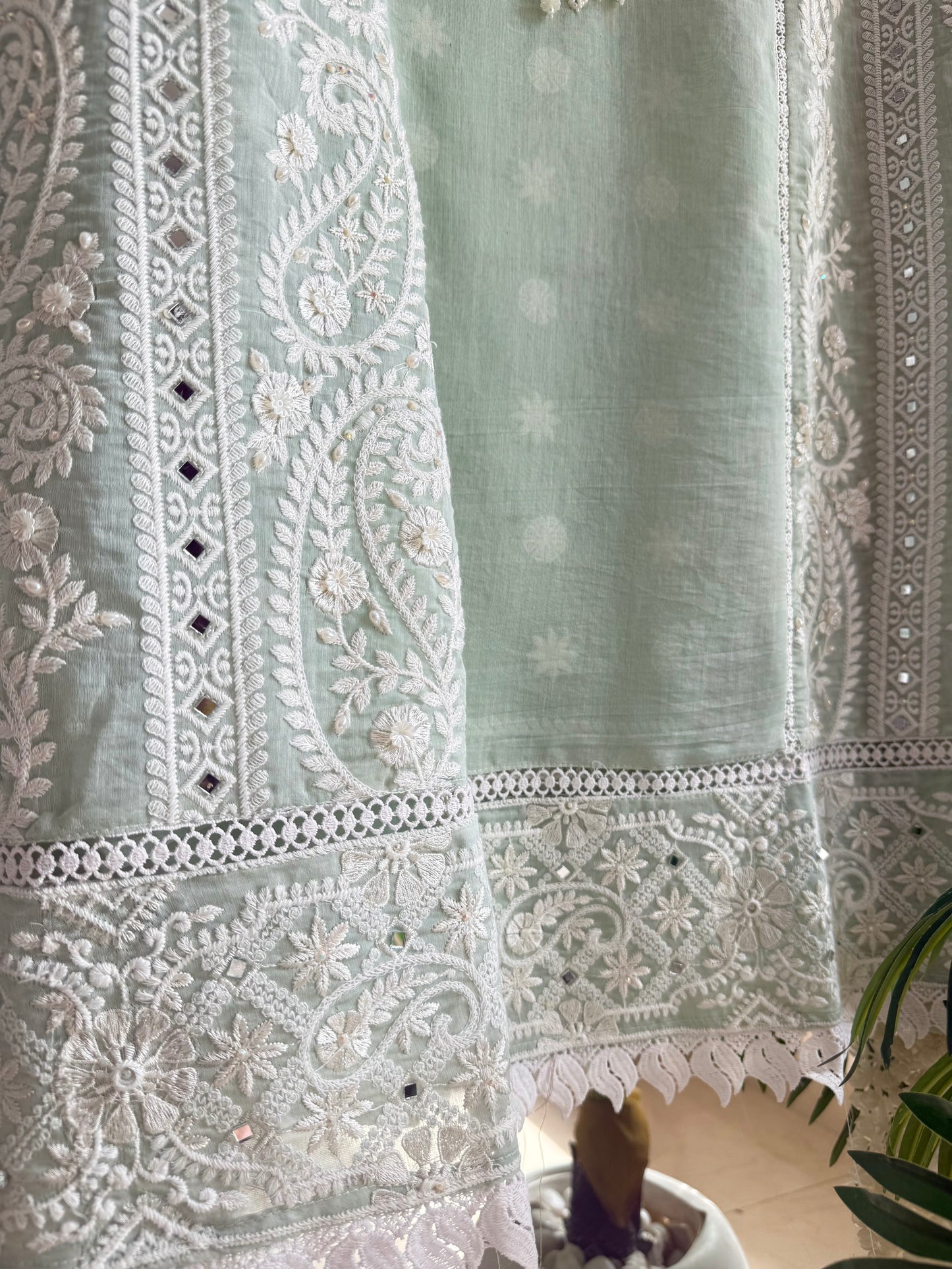 Luxurious Mul chanderi lucknowi handwork suit
