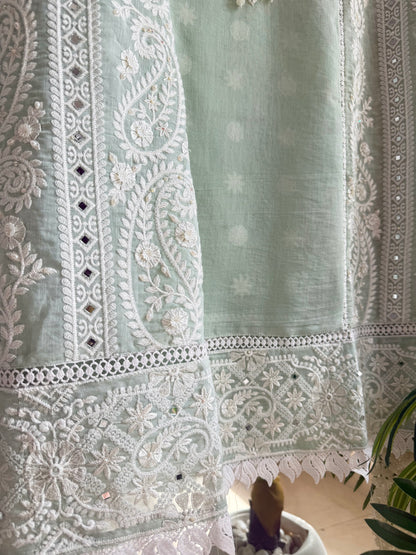 Luxurious Mul chanderi lucknowi handwork suit