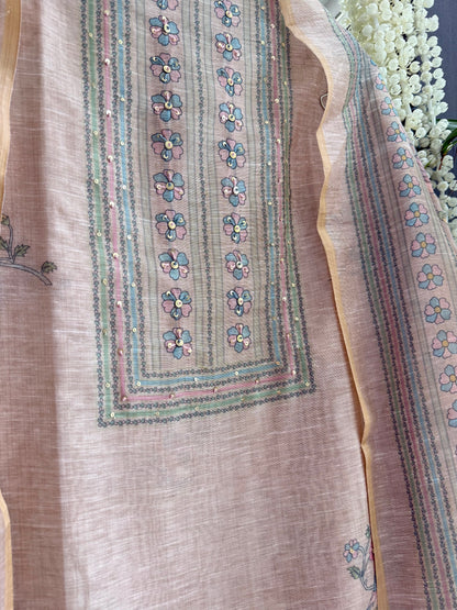 Linen handwork birds suit