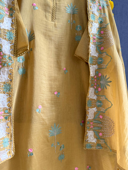 Luxurious Mul chanderi pichwai suit