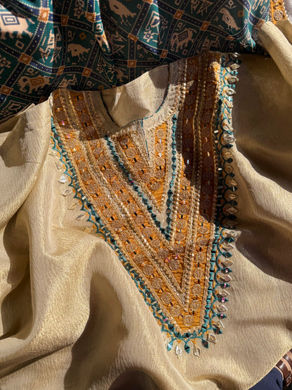 Luxurious patola crush tissue silk suit