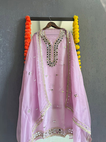 Premium Mirror work organza suit