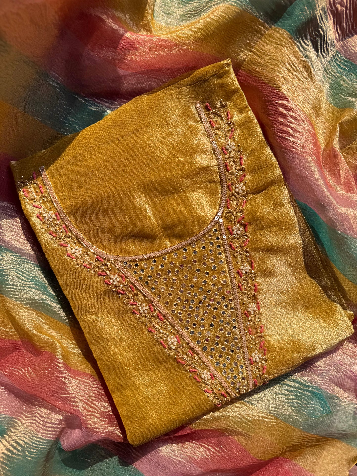 Tissue silk multi color suit