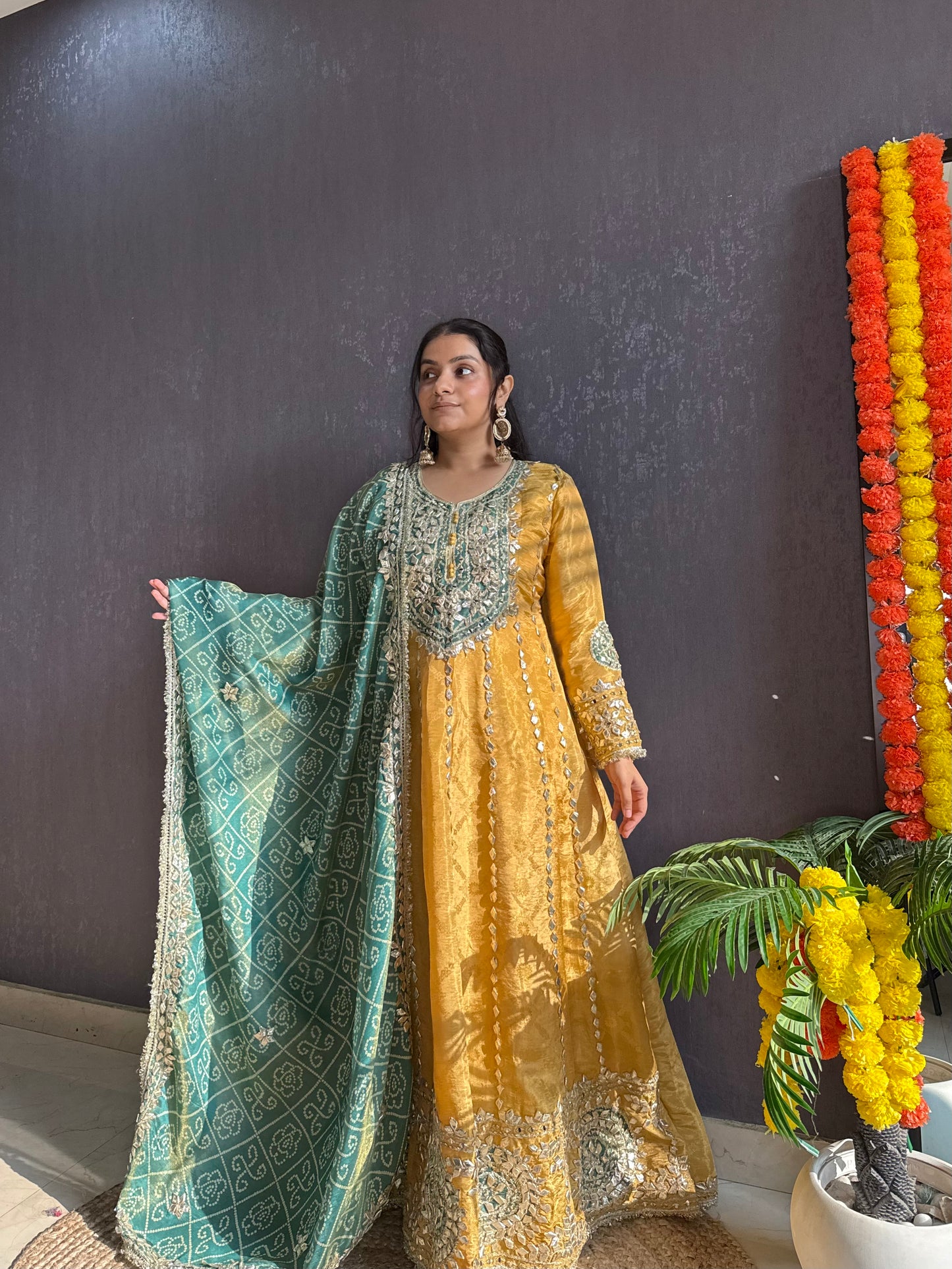Luxurious Bandhani gotapatti anarkali set