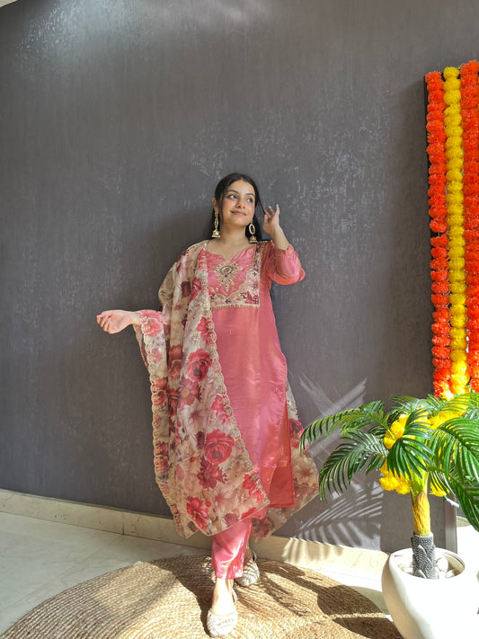 Tissue silk Handwork suit set