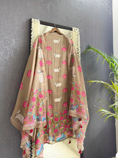 Mulmul cotton pichwai suit