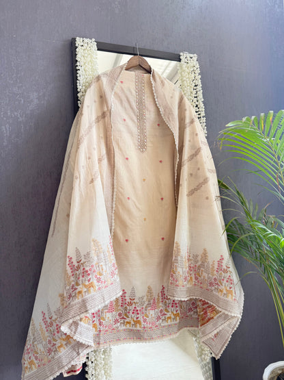 Cotton jamdani deers pinteresty suit