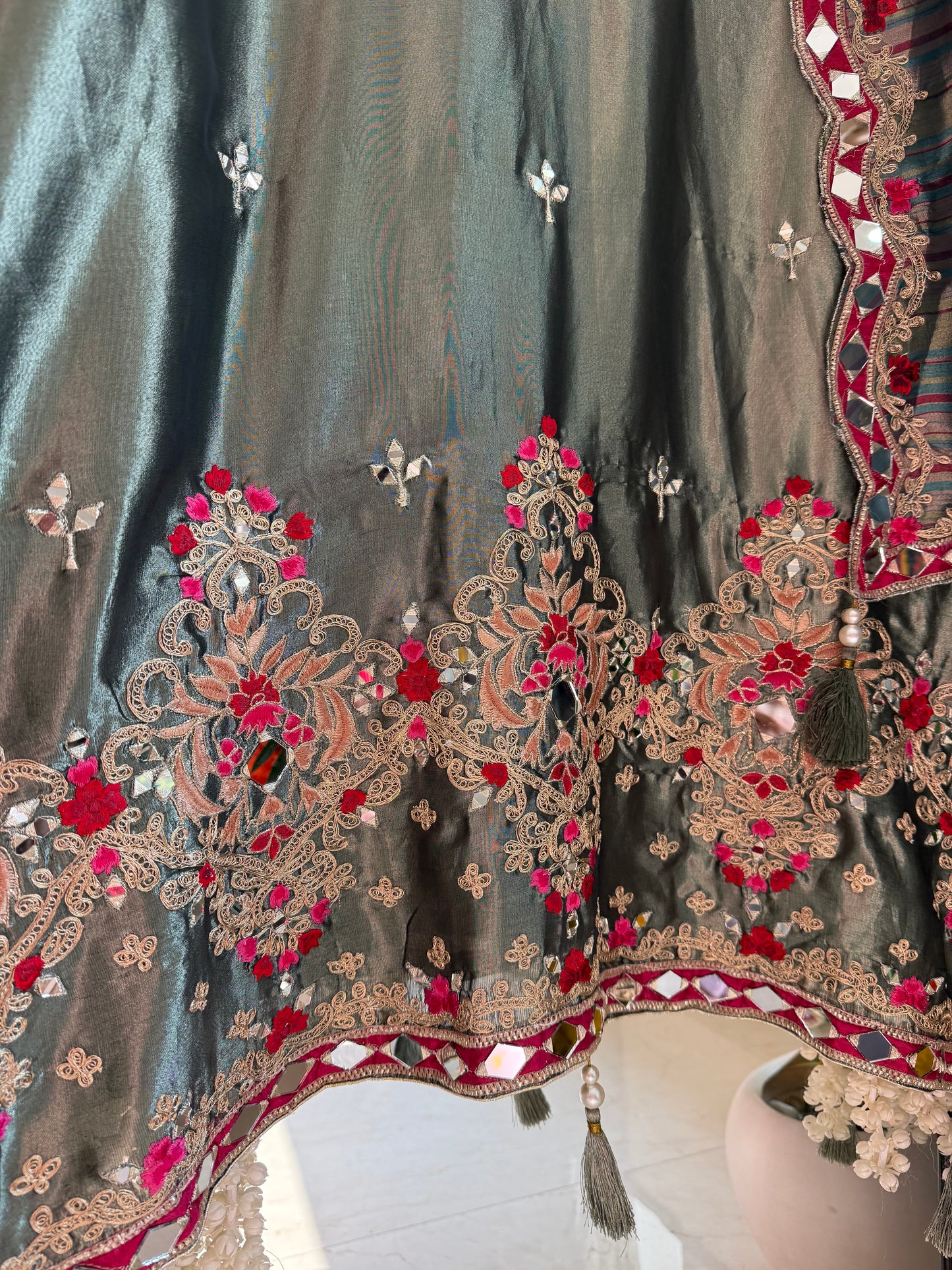 Luxurious mettalic Mirrorwork suit