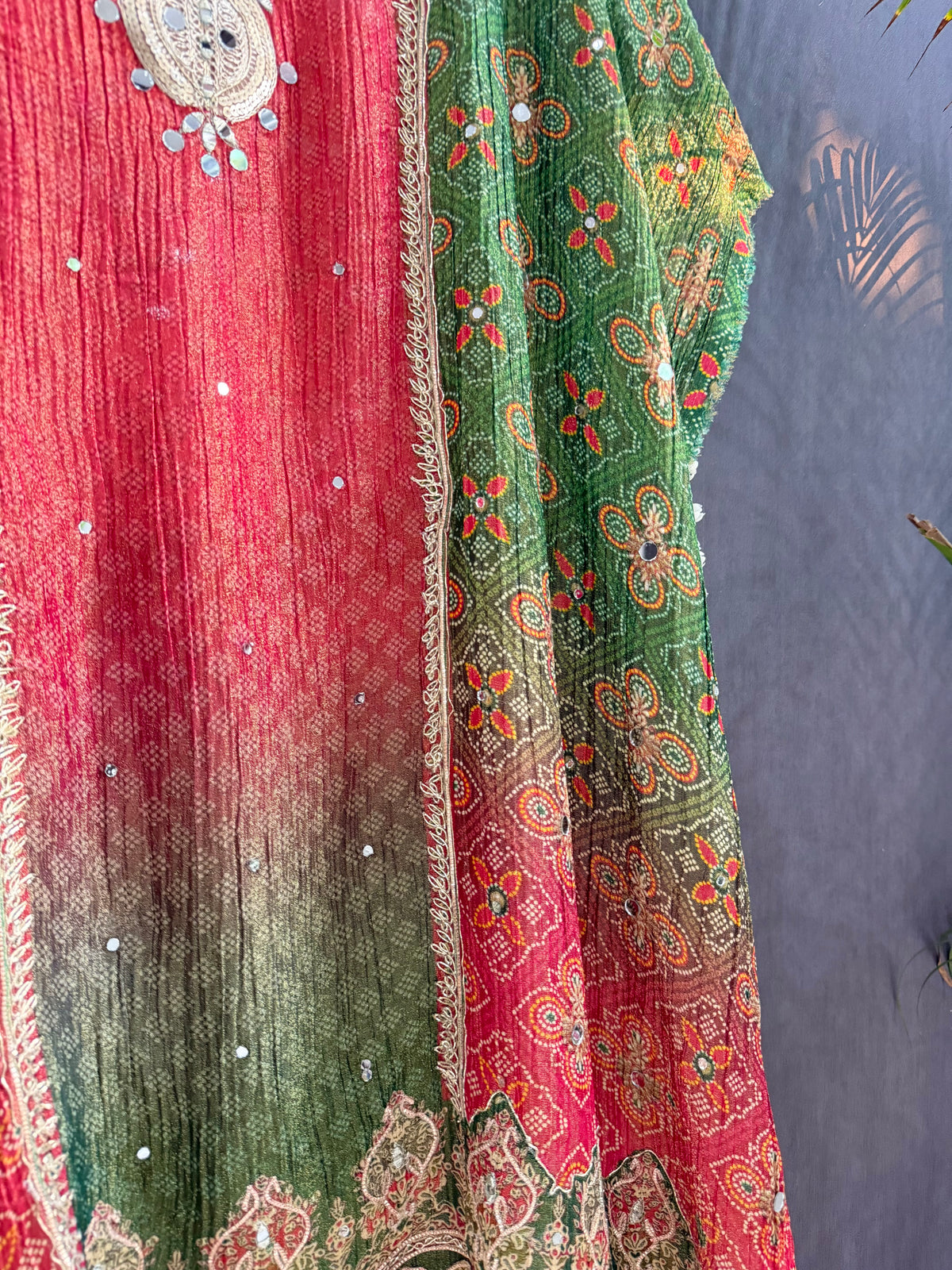Crush tissue Bandhani ombré suit