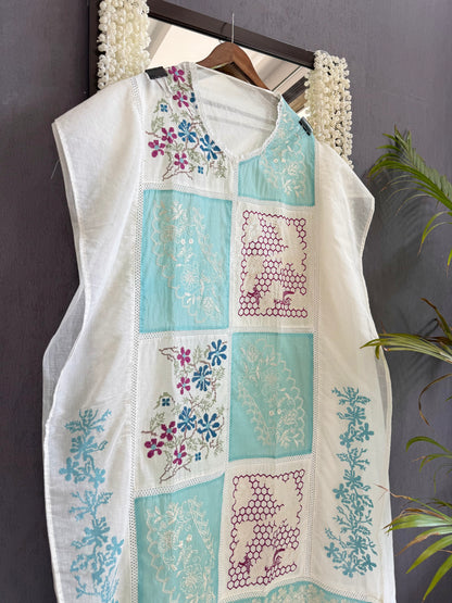 Luxurious Mul chanderi cross-stitch suit