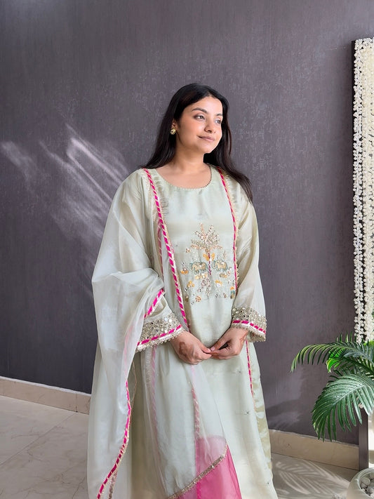 Tissue silk handwork suit set
