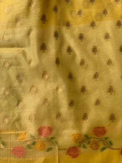 Chanderi zari meenakari rangkaat saree