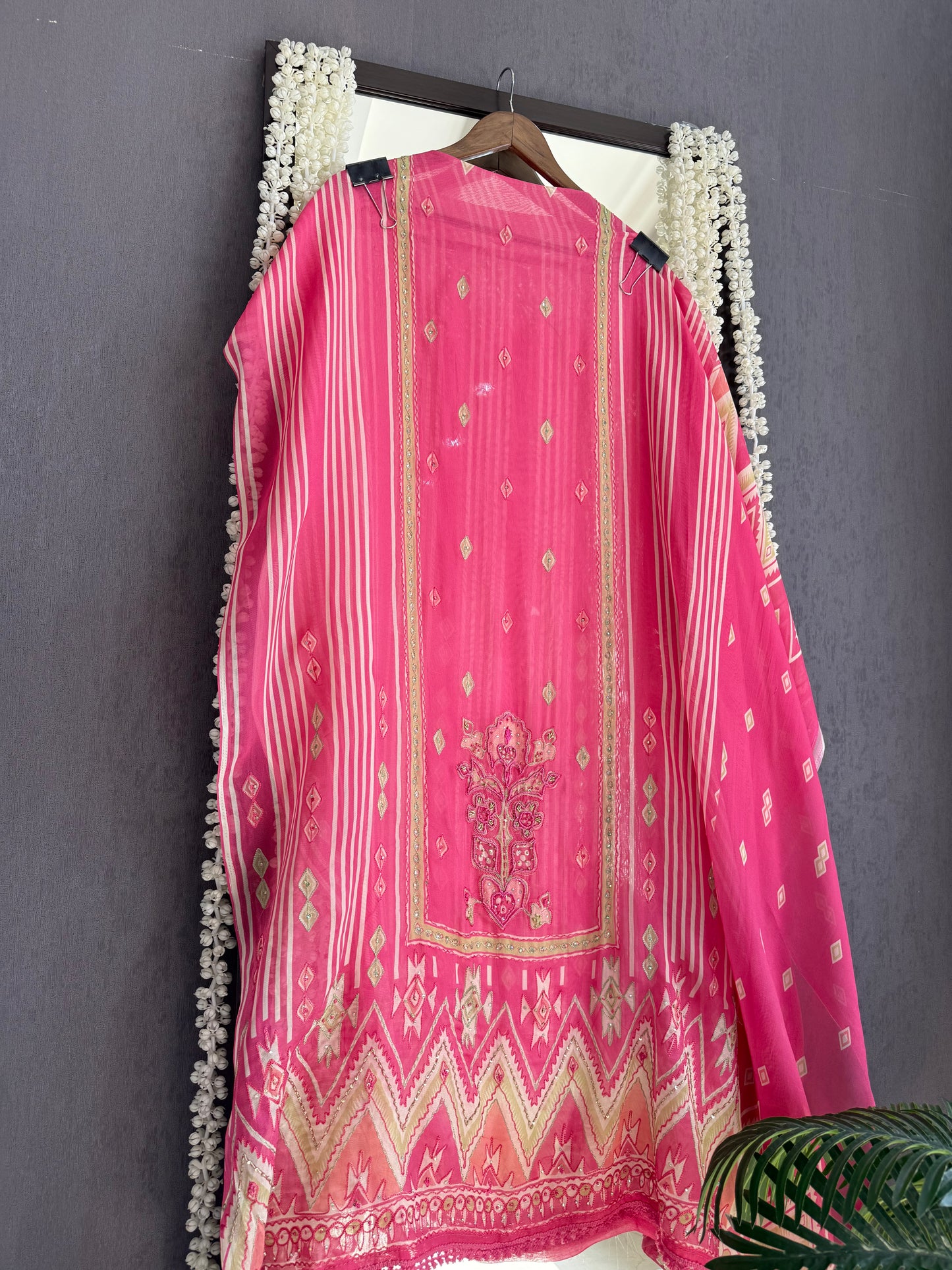 Premium Burberry silk ikkat handwork suit