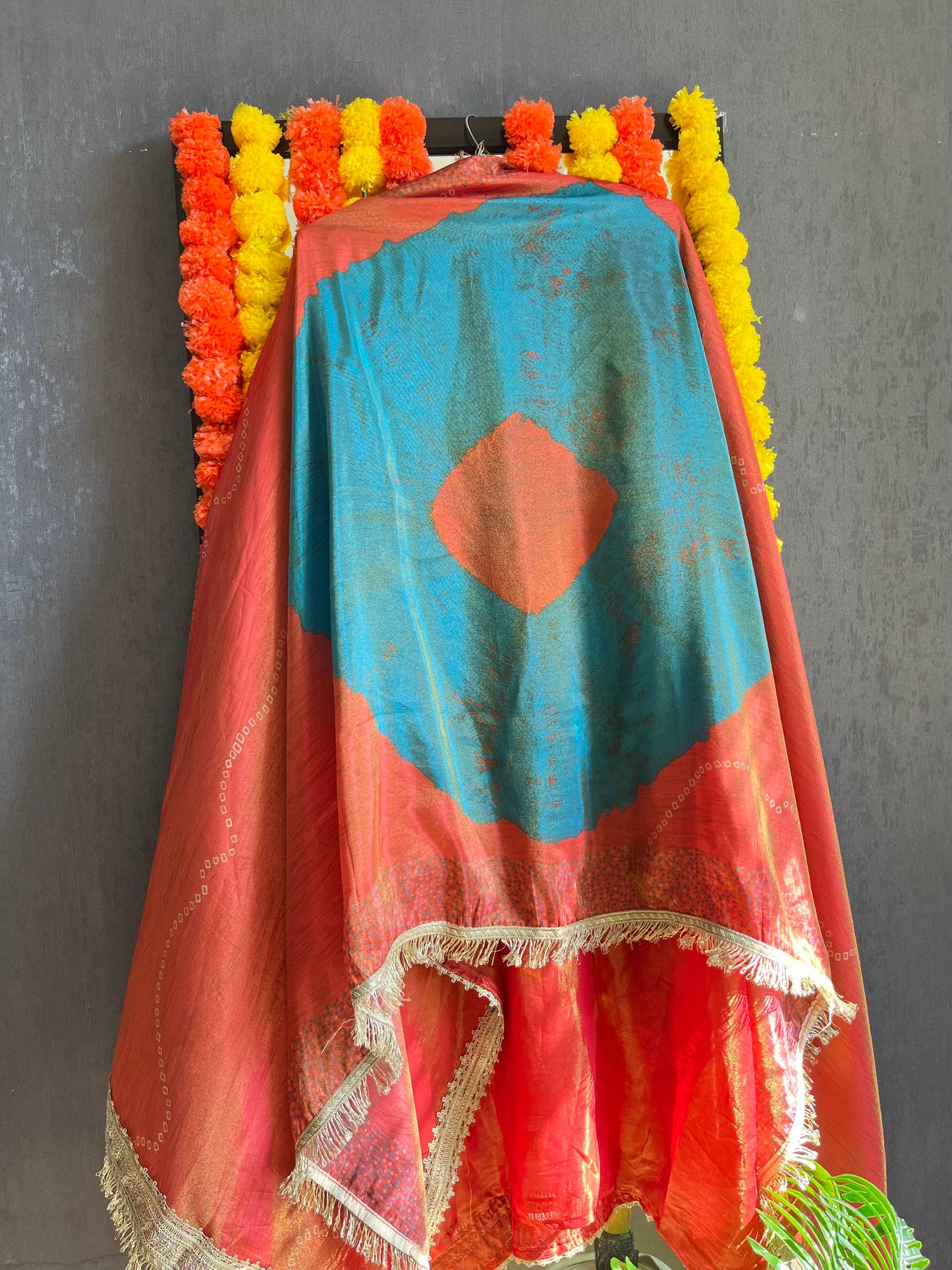 Luxurious zari woven tissue silk suit