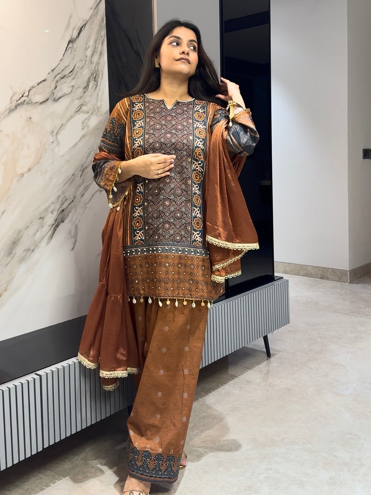 Cotton ajrakj farshi set