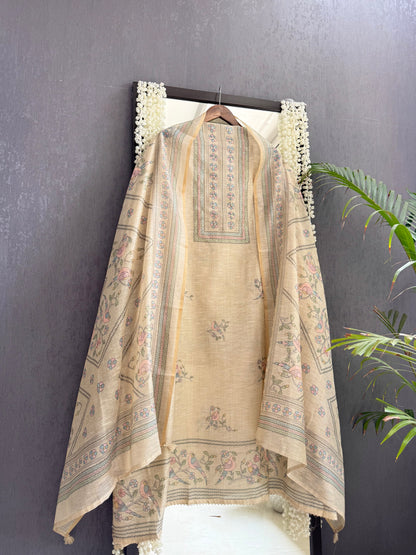 Linen handwork birds suit