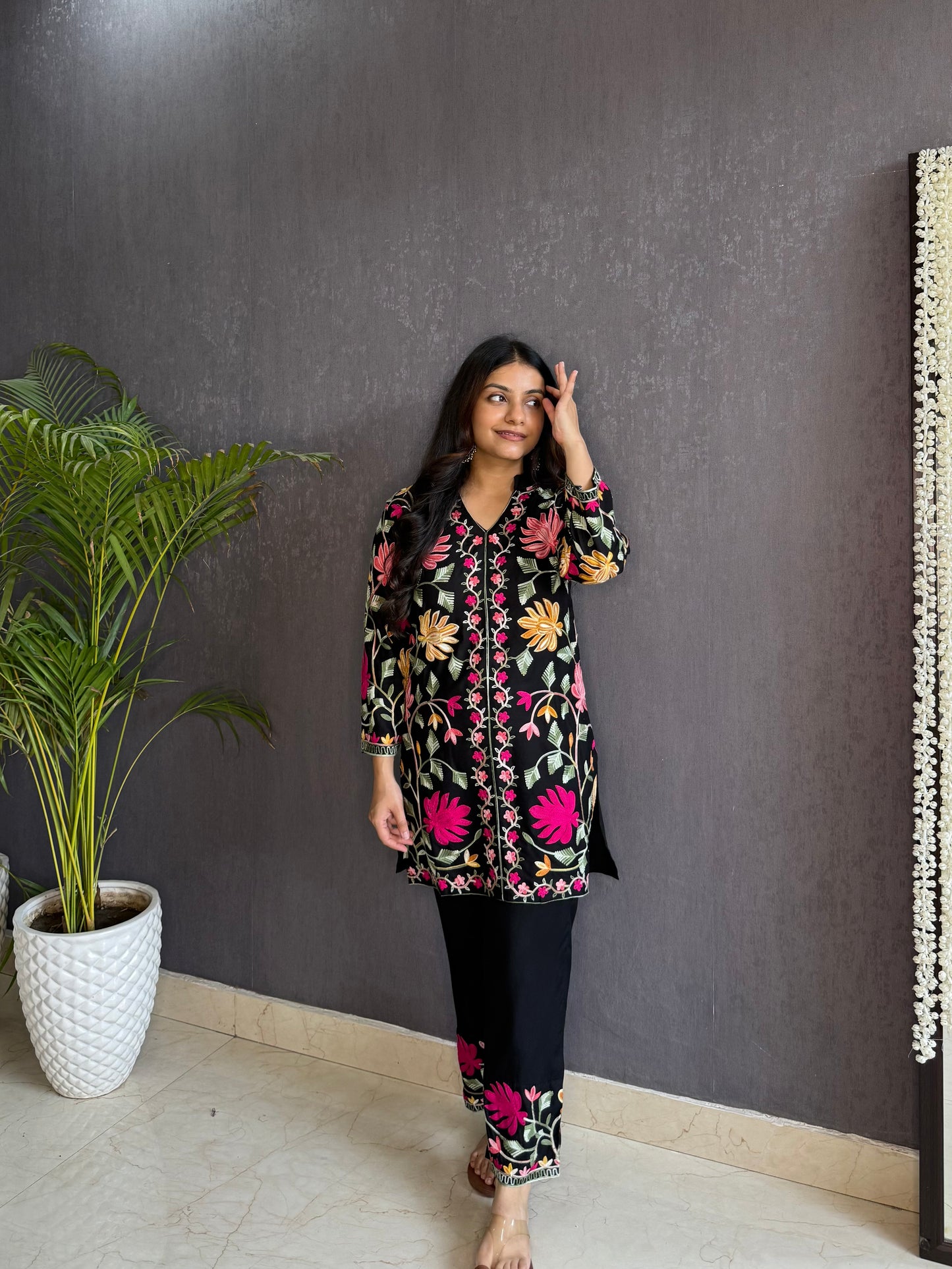 Liva cotton Kashmiri aari Coord set