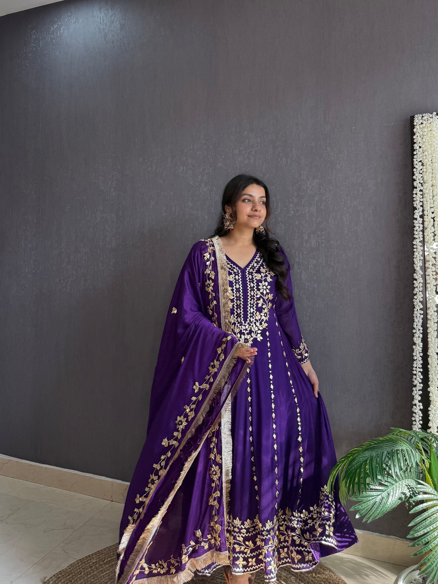 Pure chinon gotapatti anarkali set