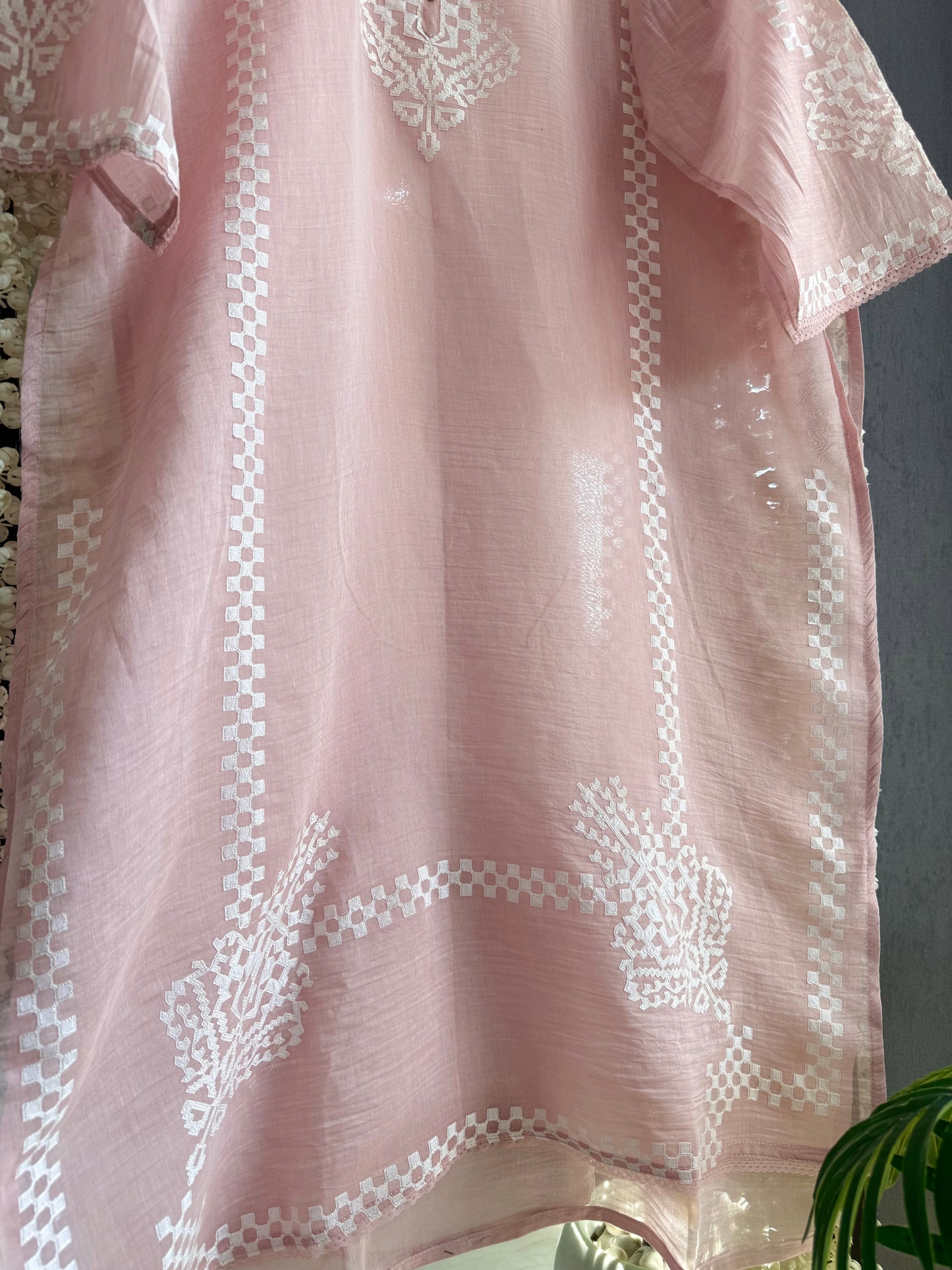 Luxurious Mul chanderi appliqué work suit