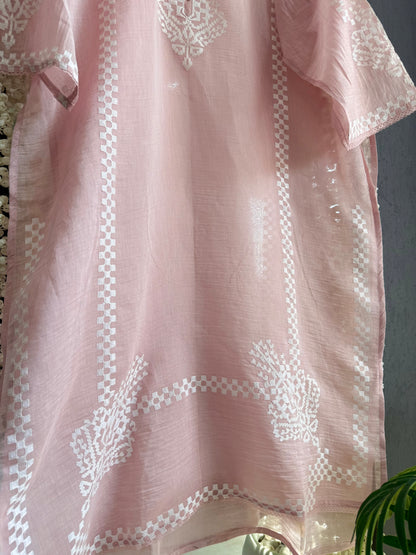 Luxurious Mul chanderi appliqué work suit